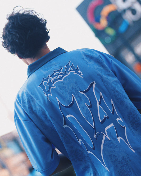 GS4 Collared Snakeskin Jersey Blue