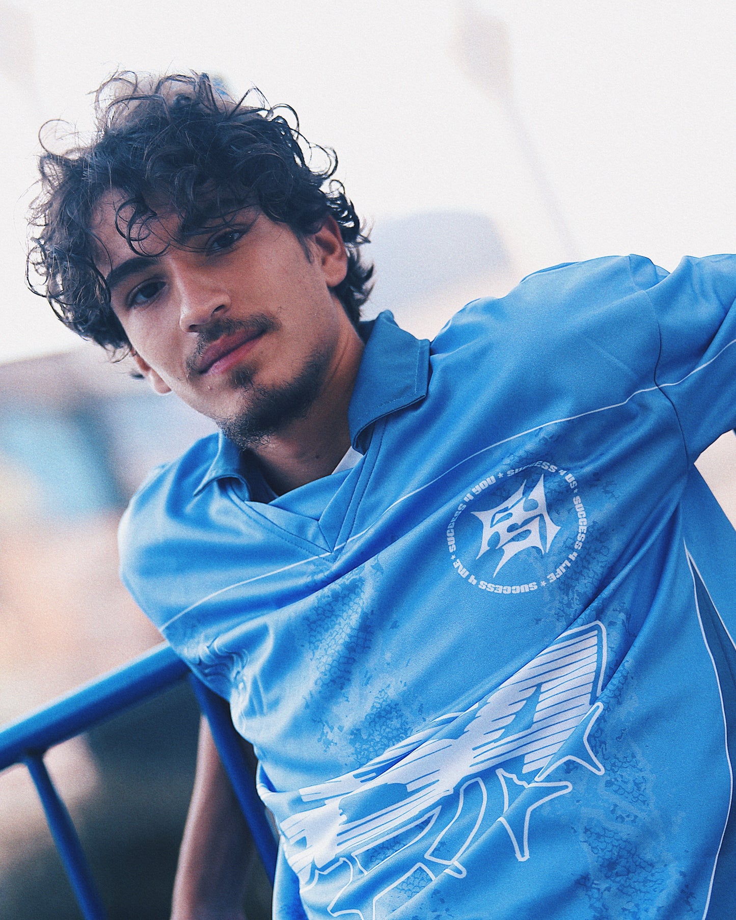 GS4 Collared Snakeskin Jersey Blue