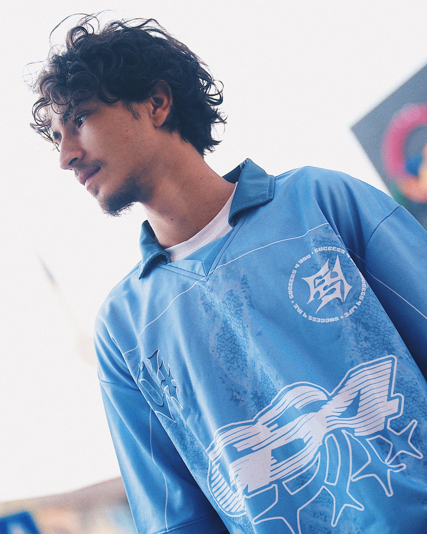 GS4 Collared Snakeskin Jersey Blue