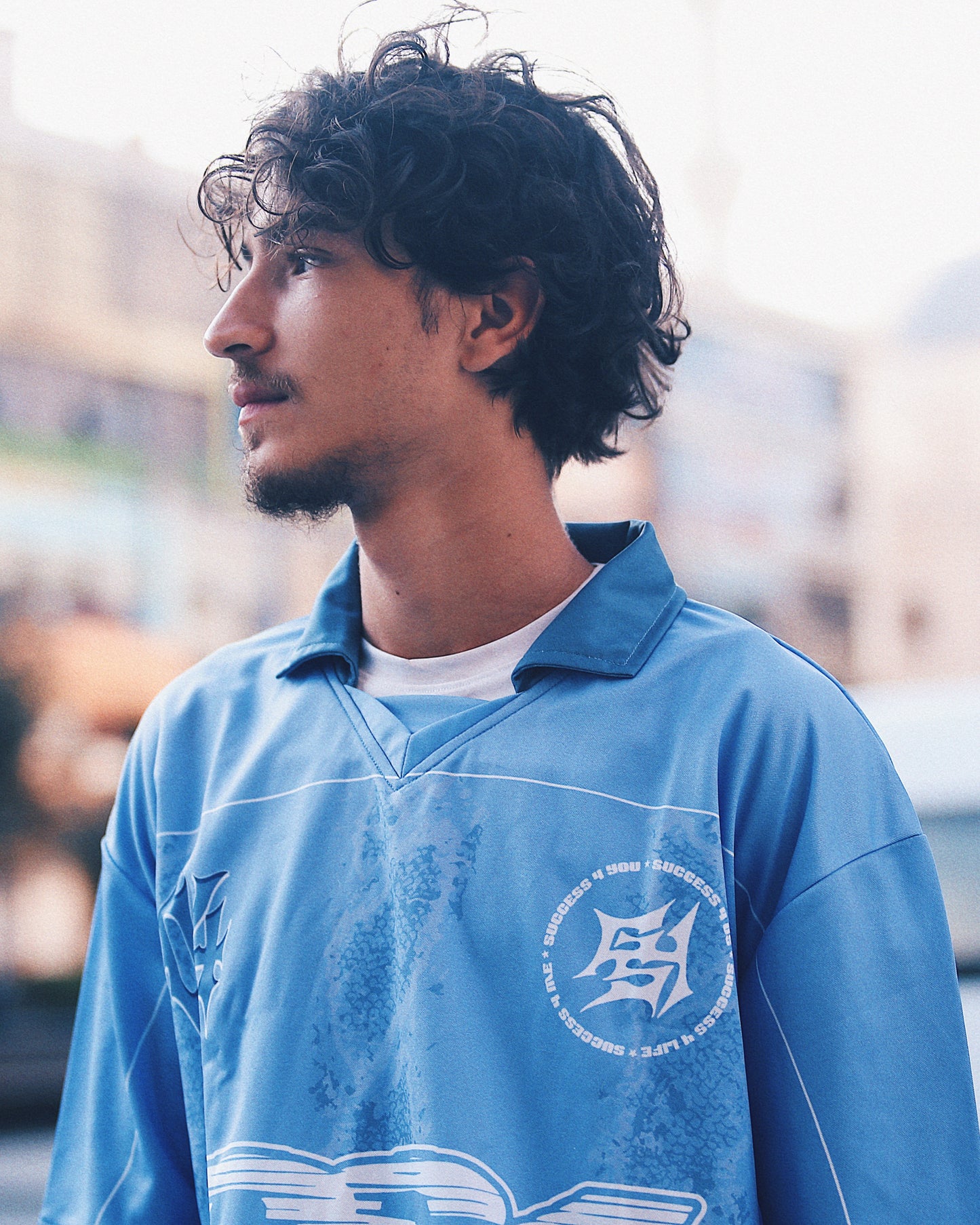 GS4 Collared Snakeskin Jersey Blue
