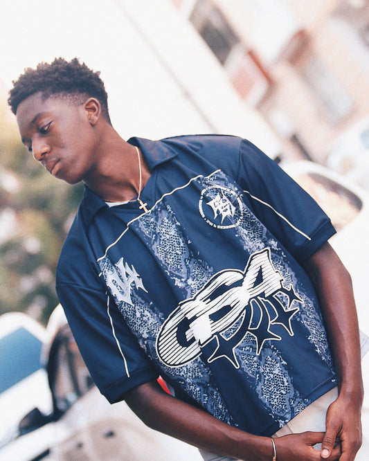 GS4 Collared Snakeskin Jersey Black